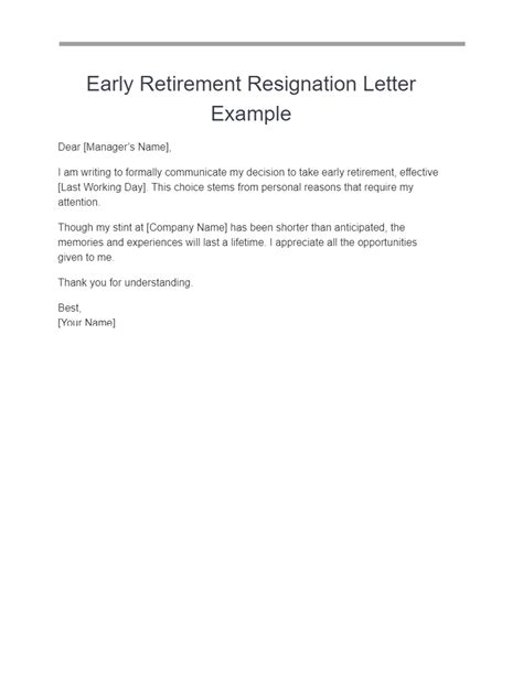 how to write an early retirement resignation letter