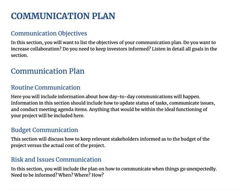 how to write an effective communication plan