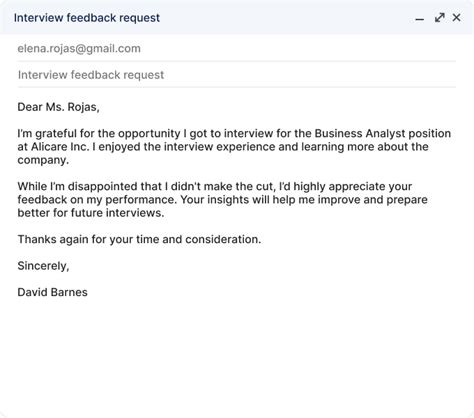 how to write an email asking for feedback after an interview