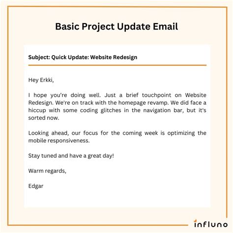 how to write an email for project update