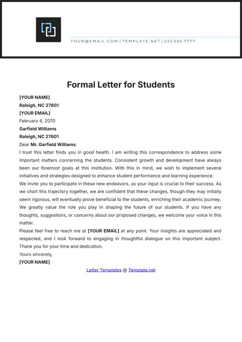 how to write an email template for students