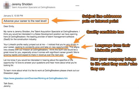 how to write an email to a recruiter on linkedin