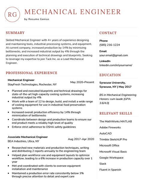 how to write an engineering resume