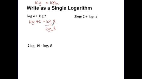 how to write an equation as a single logarithm