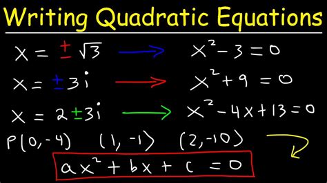how to write an equation in quadratic standard form
