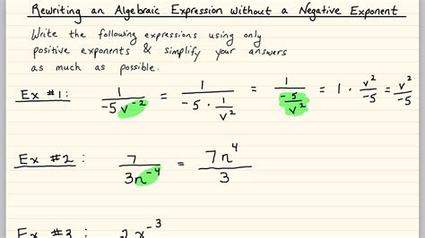 how to write an equivalent expression without negative exponents