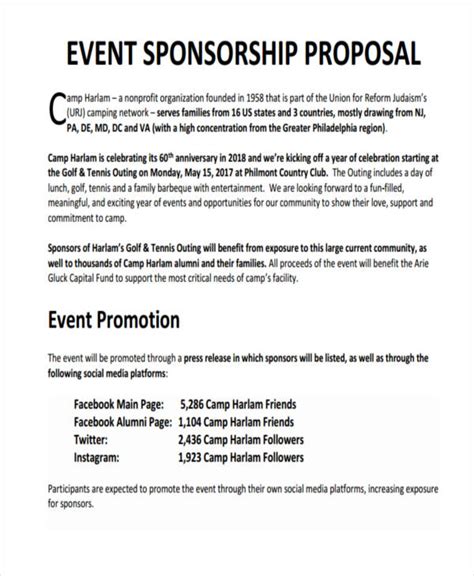 how to write an event proposal for sponsorship