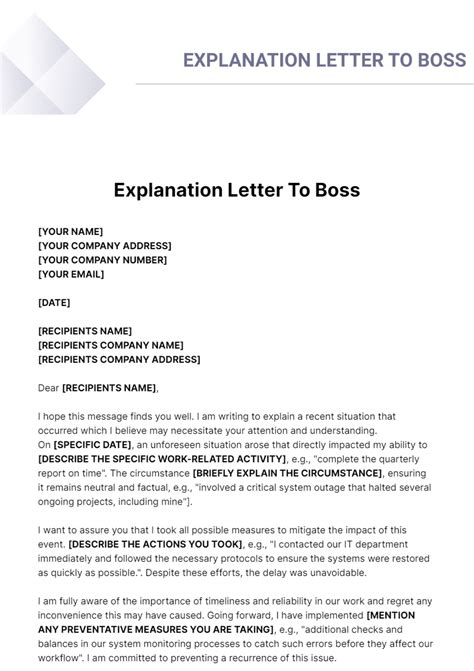 how to write an explanation letter to your boss