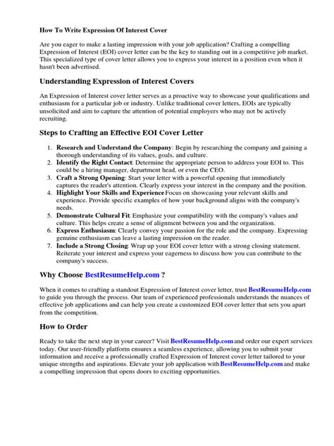 how to write an expression of interest advertisement