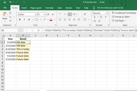 how to write an if statement in excel using dates