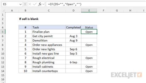 how to write an if statement in excel with blank cell