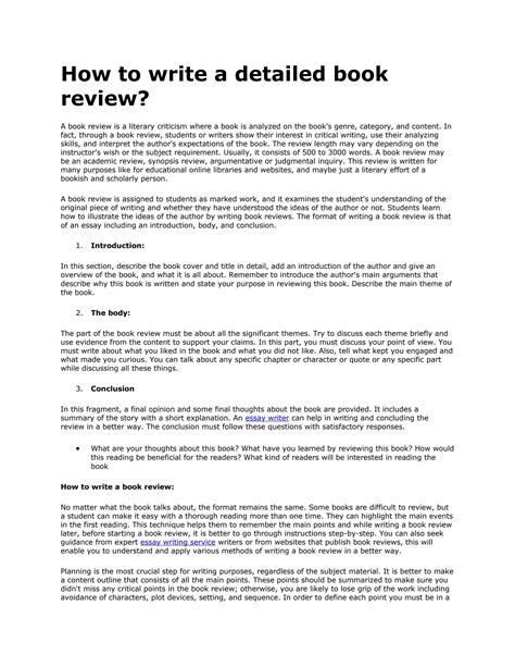 how to write an intro for a book review