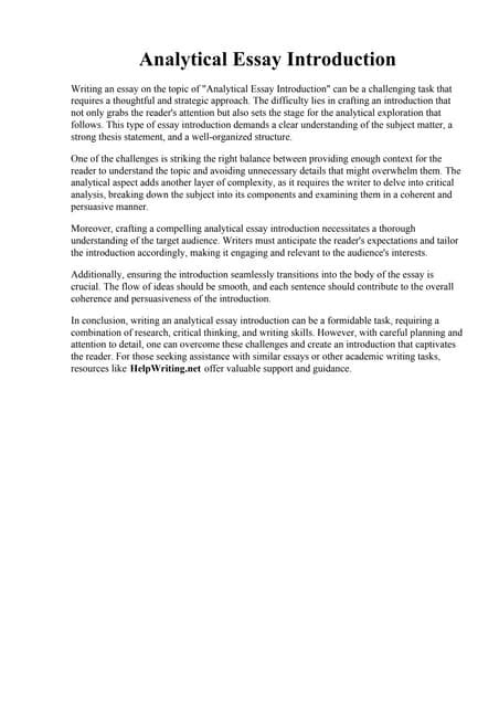 how to write an introduction analytical essay