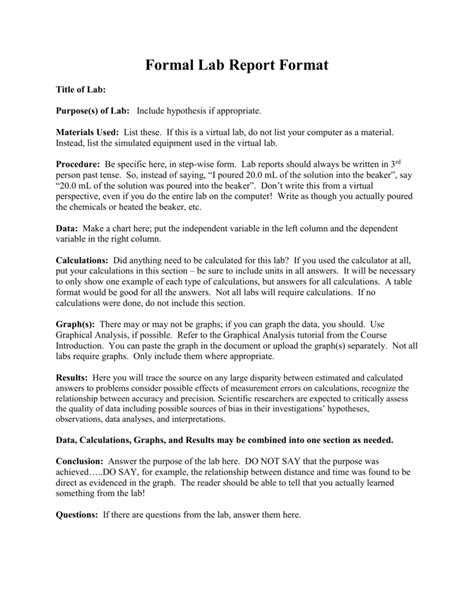 how to write an introduction for a formal lab report