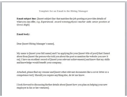 how to write an introductory email to a hiring manager
