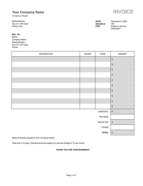how to write an invoice example