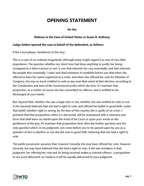 how to write an opening statement.for a criminal trial