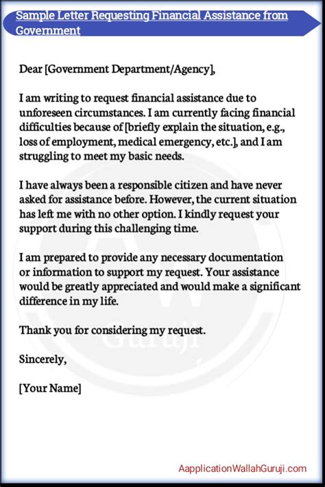 how to write application letter for financial assistance