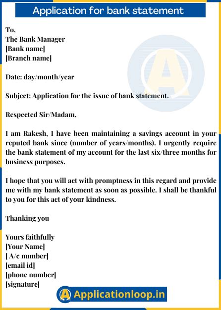 how to write application letter for statement of account