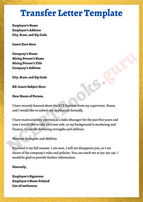 how to write application letter for transfer of service