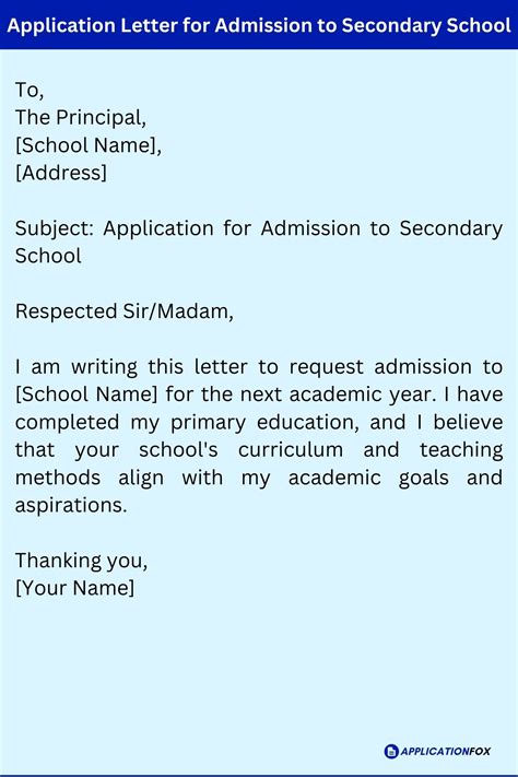 how to write application letter to principal for admission in school