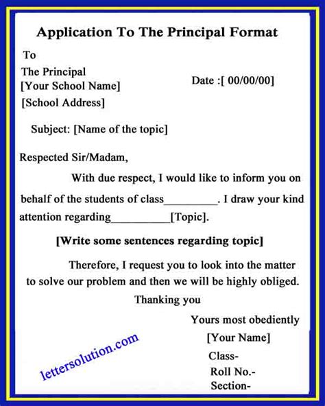 how to write application letter to principal for job
