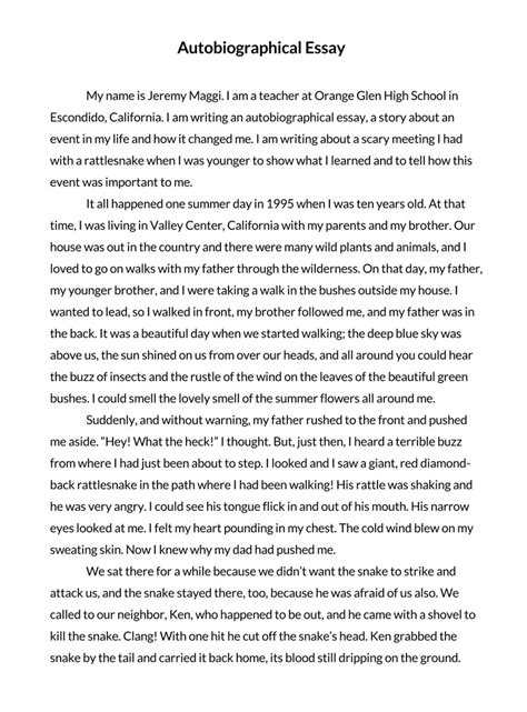 how to write autobiography example