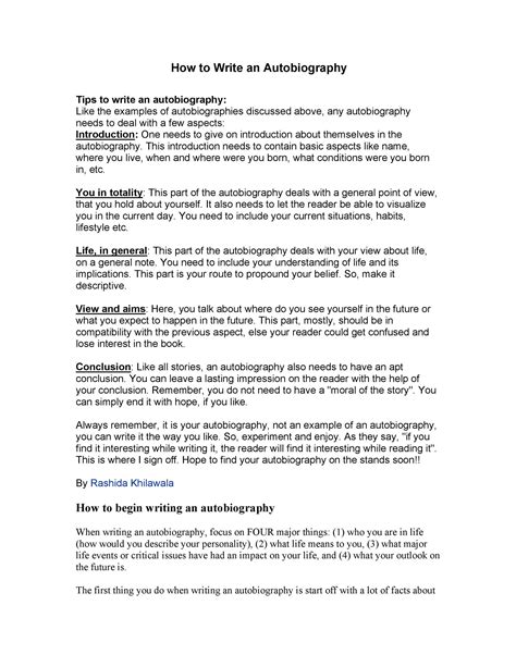 how to write autobiography format