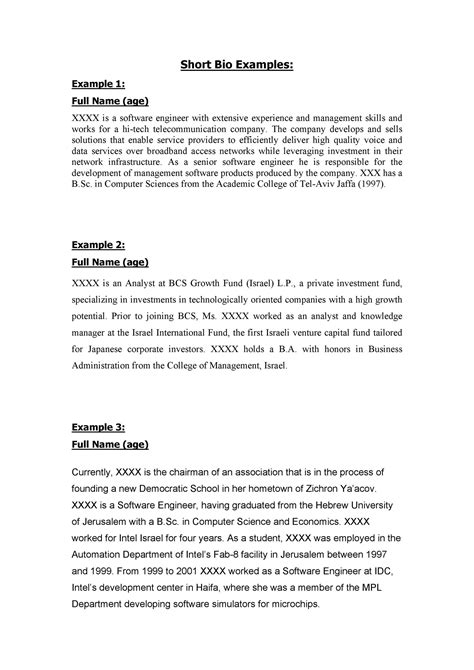 how to write biographical note