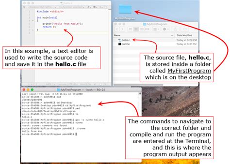 how to write c code in terminal mac