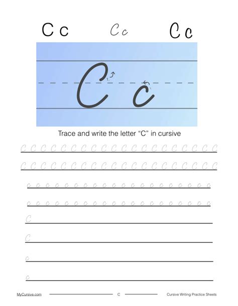 how to write c in cursive writing