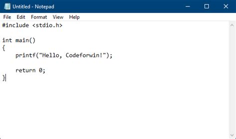how to write c program in notepad and run it