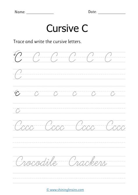 how to write capital cursive c
