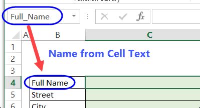 how to write cell name in excel