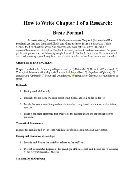 how to write chapter one of a dissertation