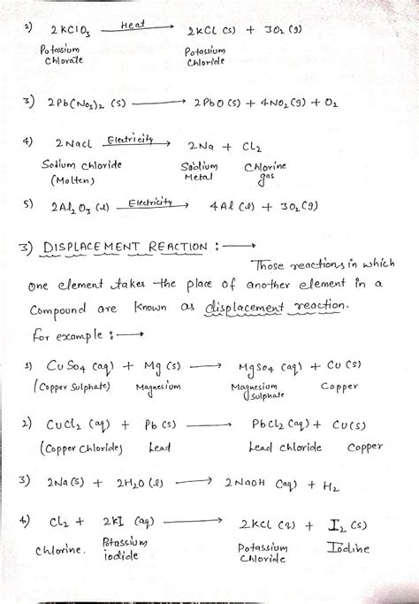 how to write chemical equation class 10th