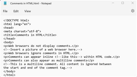 how to write comments in html5