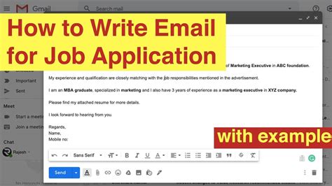 how to write compose email for job application
