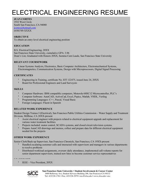 how to write cv for electrical engineer