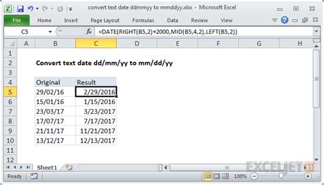 how to write date in ddmmyy format in excel