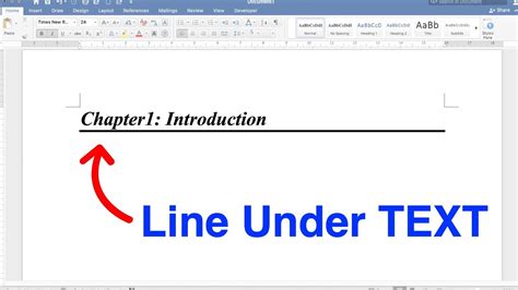 how to write directly under a line in word