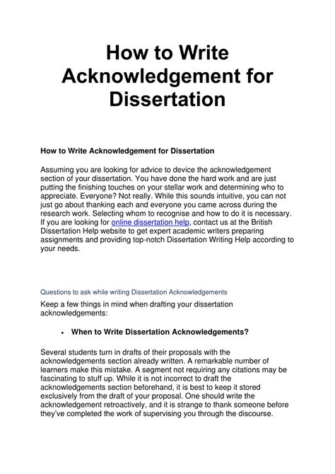 how to write dissertation acknowledgements