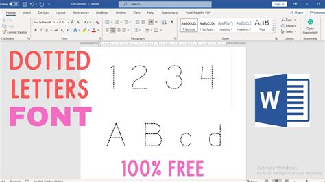 how to write dotted letters in word