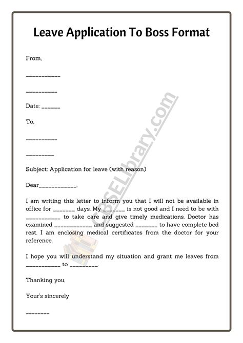 how to write earned leave application to boss