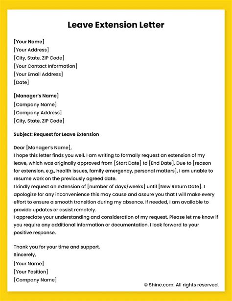 how to write email for leave extension