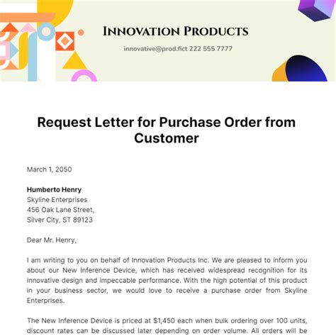 how to write email to customer for order