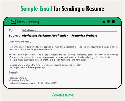 how to write email to send a resume