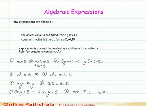 how to write equations in algebraic form