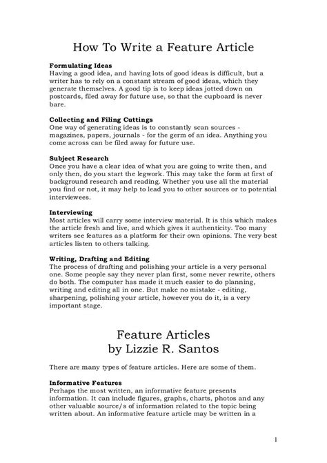 how to write feature writing