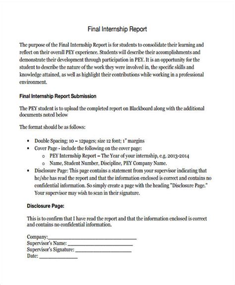 how to write final report for internship